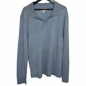 Men's Stitch Fix The Commons Johnny Collar Cashmere Sweater Polo size XL Blue